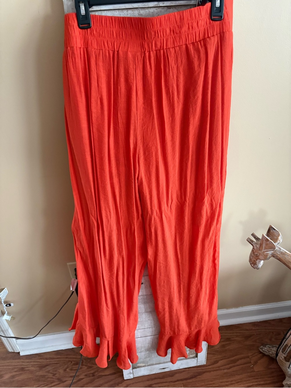Bright Orange Ruffle Wide-Leg Pants - Picture 2 of 3